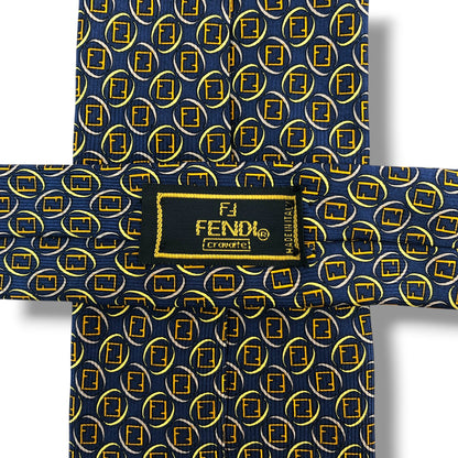 【8615】美品！フェンディ　ネクタイ　ネイビー系　FF柄