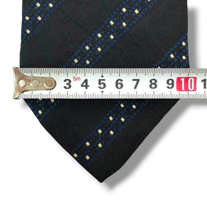 【8619】美品！ヒューゴボス　ネクタイ　ブラック系×ブルー系