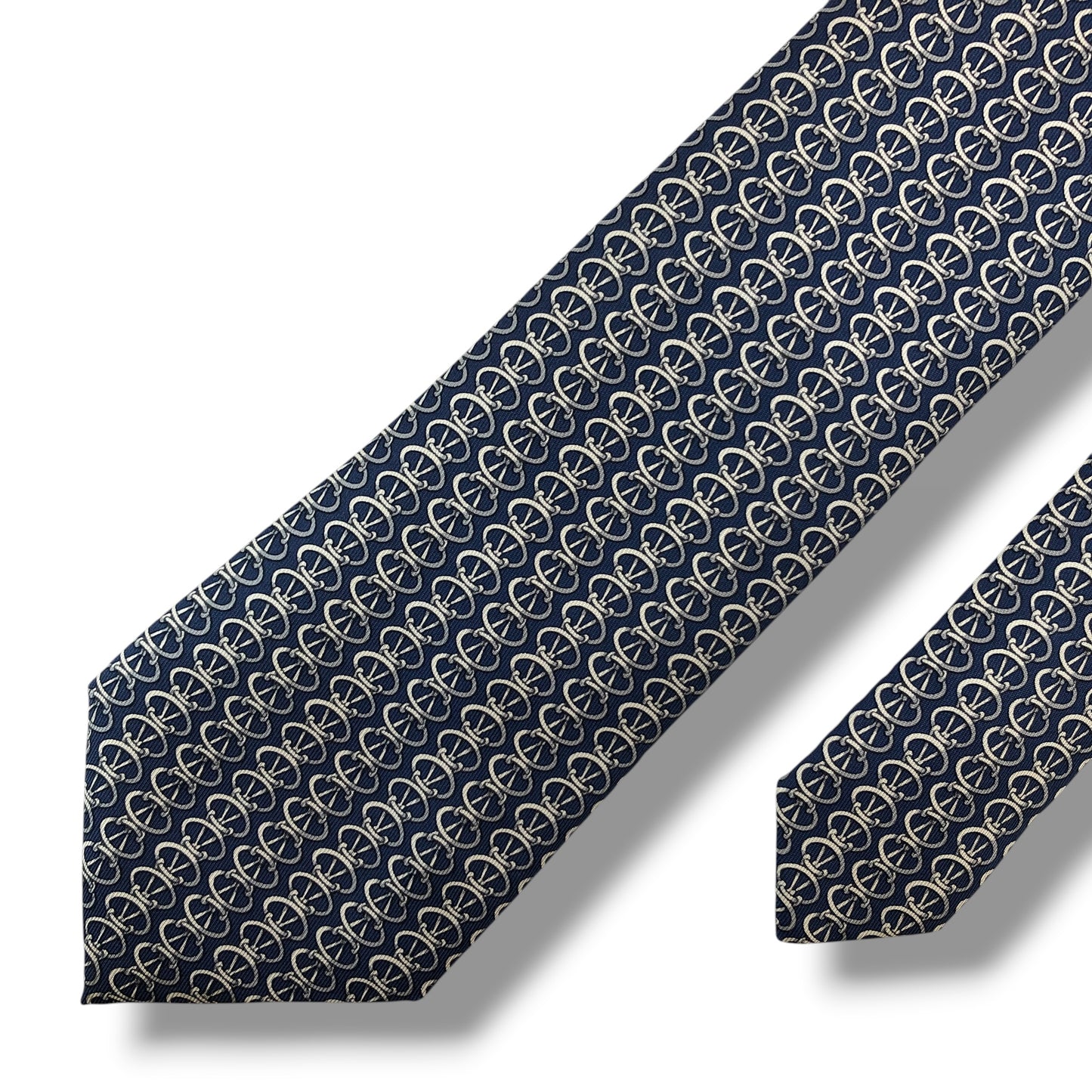 【8636】美品！エルメス　ネクタイ　ネイビー系