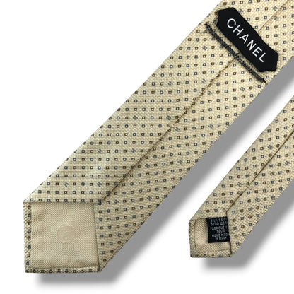 【8641】美品！シャネル　ネクタイ　クリーム色系　ココマーク