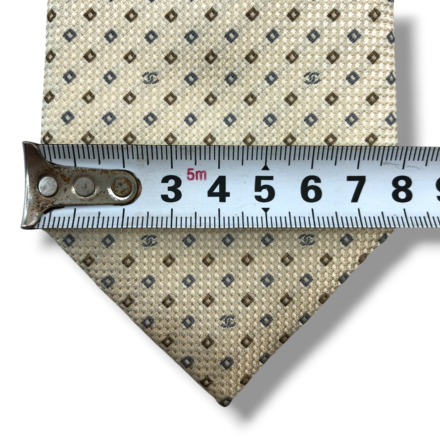 【8641】美品！シャネル　ネクタイ　クリーム色系　ココマーク