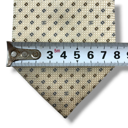【8641】美品！シャネル　ネクタイ　クリーム色系　ココマーク
