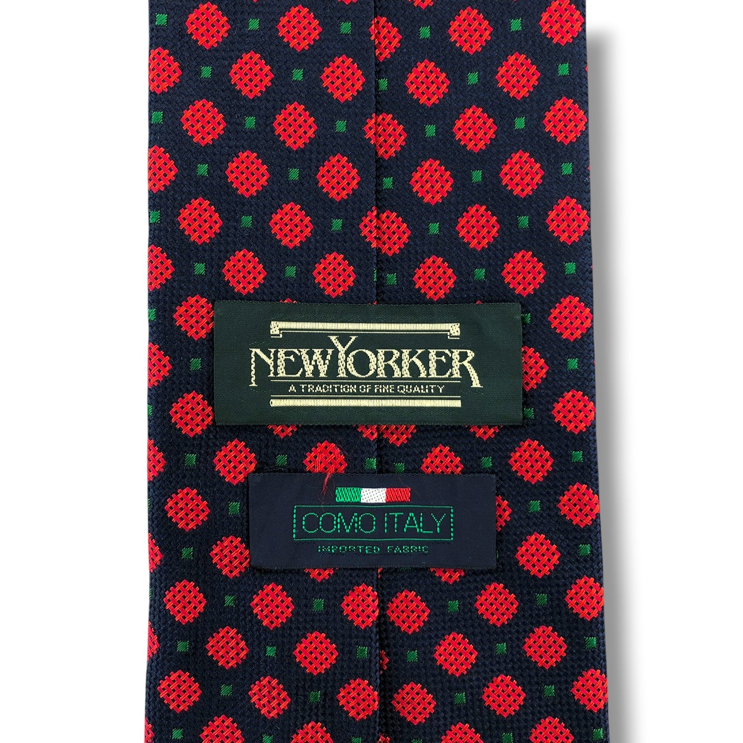 【8642】美品！ニューヨーカー　ネクタイ　ネイビー系×レッド系　ドット柄