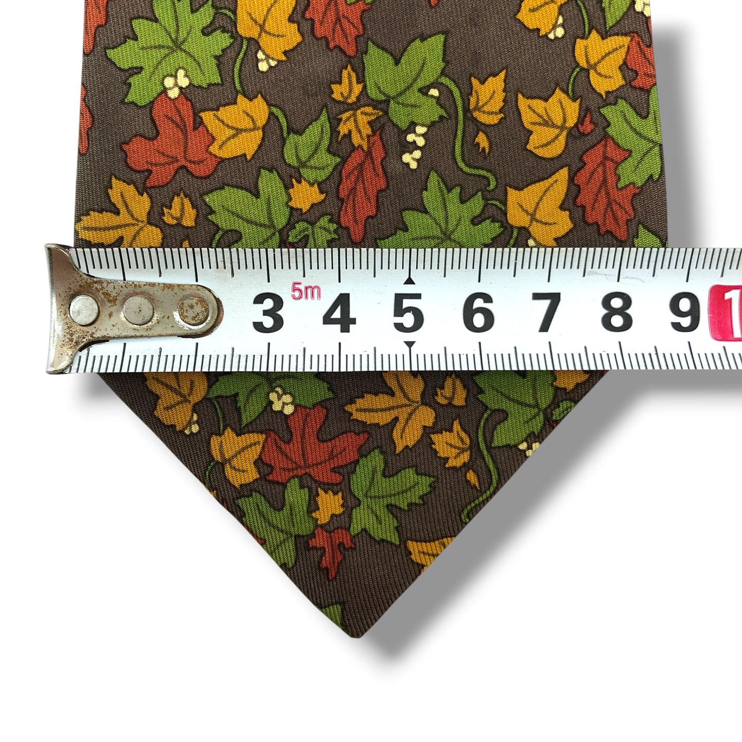 【8645】良品！エルメス　ネクタイ　ブラウン系×グリーン系　植物柄