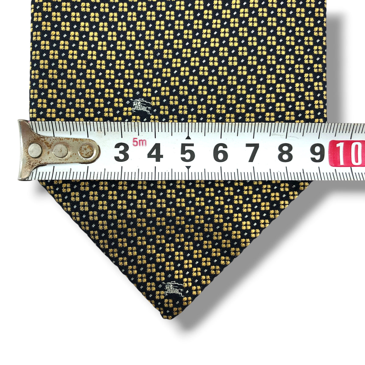 【8663】美品！バーバリー　ネクタイ　ネイビー系×ゴールド系