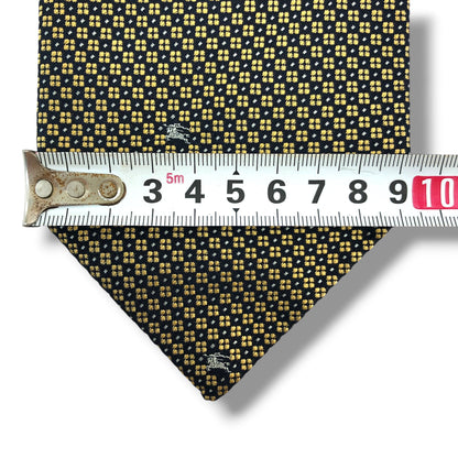 【8663】美品！バーバリー　ネクタイ　ネイビー系×ゴールド系