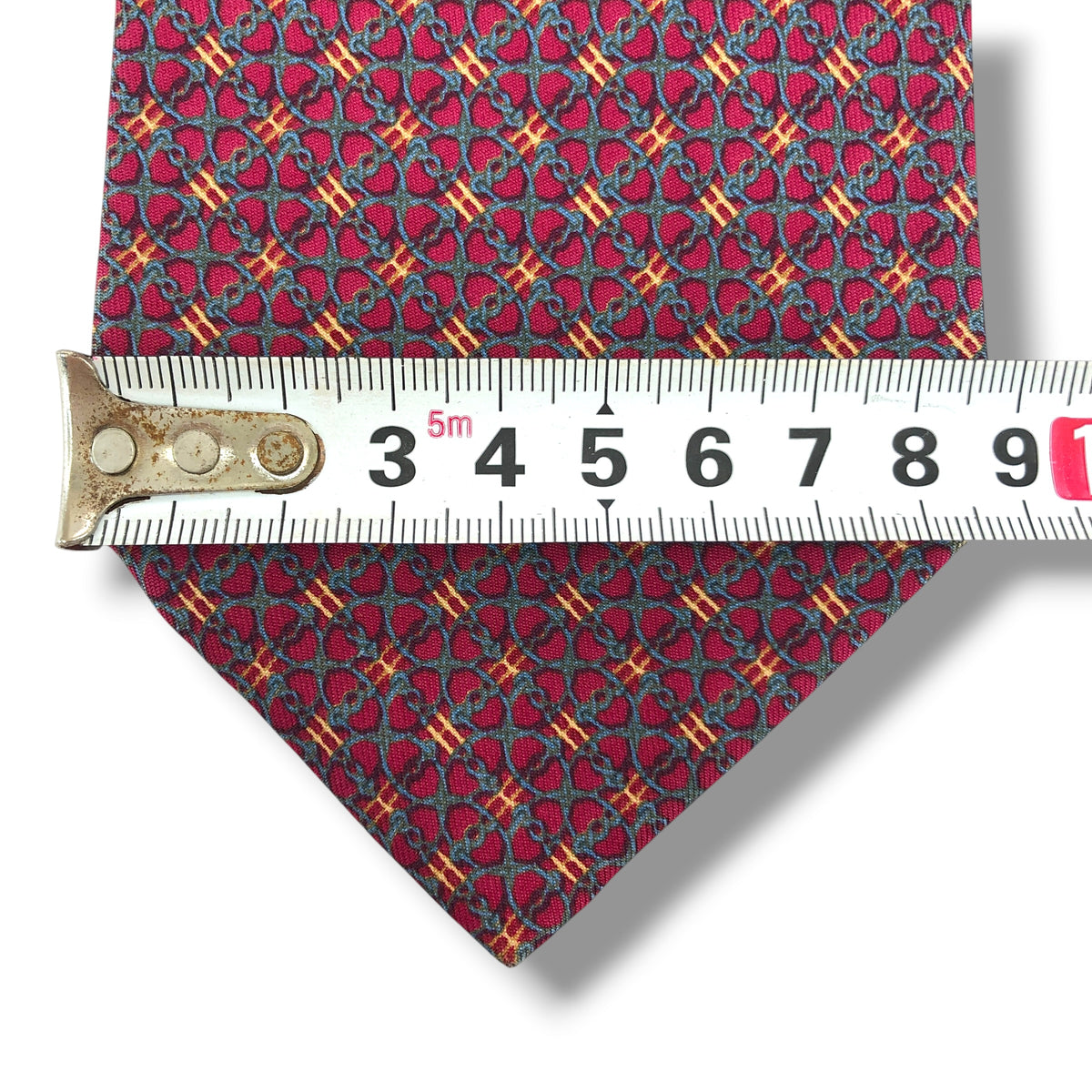 【8687】良品！エルメス　ネクタイ　ワインレッド系　H柄