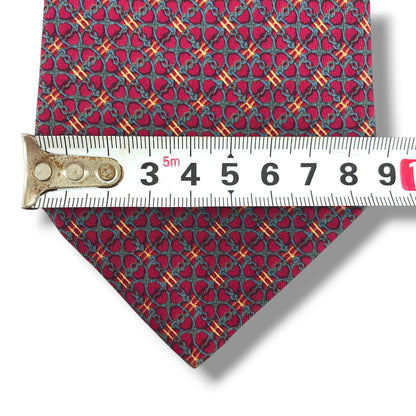 【8687】良品！エルメス　ネクタイ　ワインレッド系　H柄