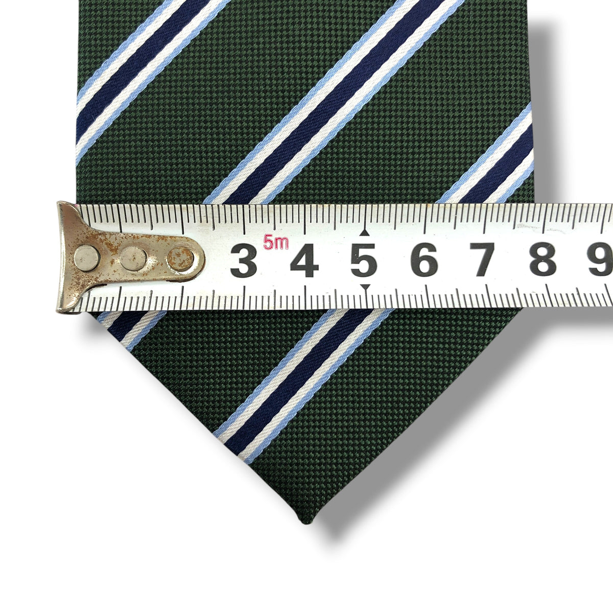 【8690】良品！リーガル　ネクタイ　ダークグリーン系　ストライプ柄