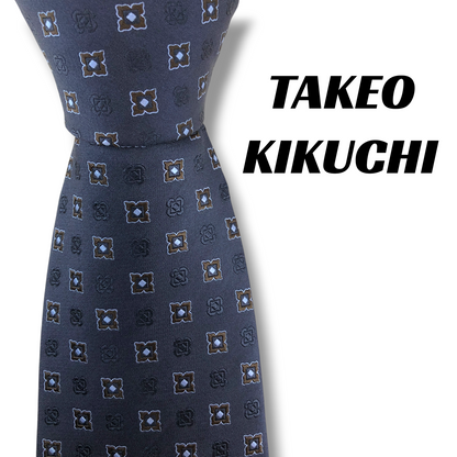 【8693】美品！タケオキクチ　ネクタイ　ネイビー系