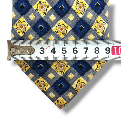 【8703】良品！レノマ　ネクタイ　ブルー系×イエロー系