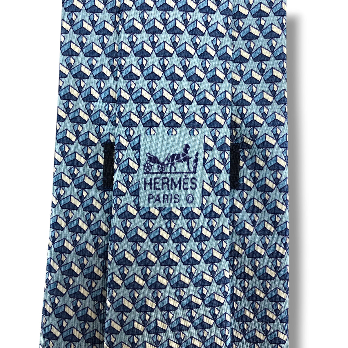 【8704】美品！エルメス　ネクタイ　水色系
