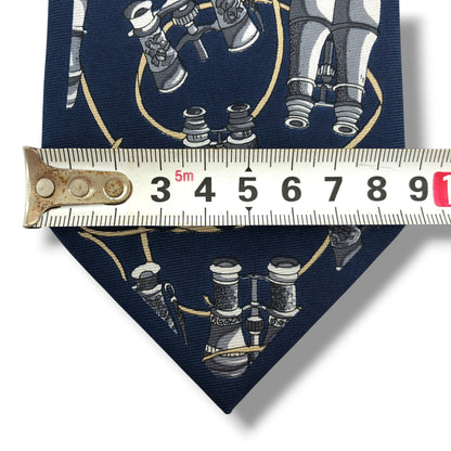 【8711】美品ー良品！ミラショーン　ネクタイ　ネイビー系　双眼鏡柄