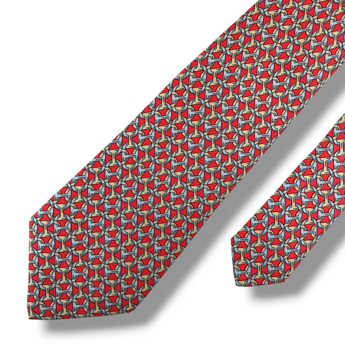 【8718】良品！エルメス　ネクタイ　レッド系