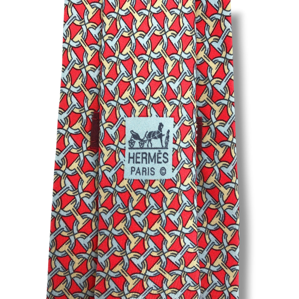 【8718】良品！エルメス　ネクタイ　レッド系