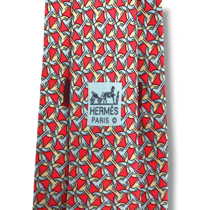 【8718】良品！エルメス　ネクタイ　レッド系