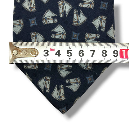 【8728】良品！バーバリー　ネクタイ　ネイビー系　馬柄