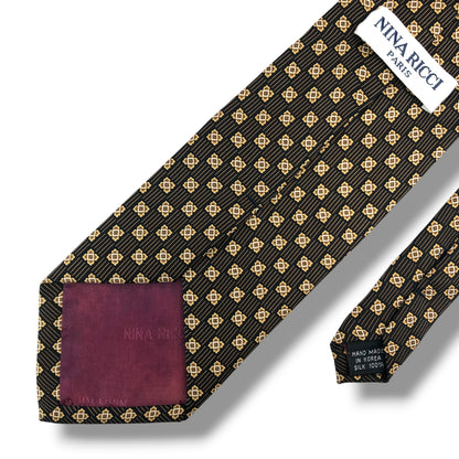 【8758】良品！ニナリッチ　ネクタイ　ブラック系×ブラウン系