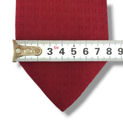 【8765】美品！エルメス　ネクタイ　レッド系　ファソネ　H柄