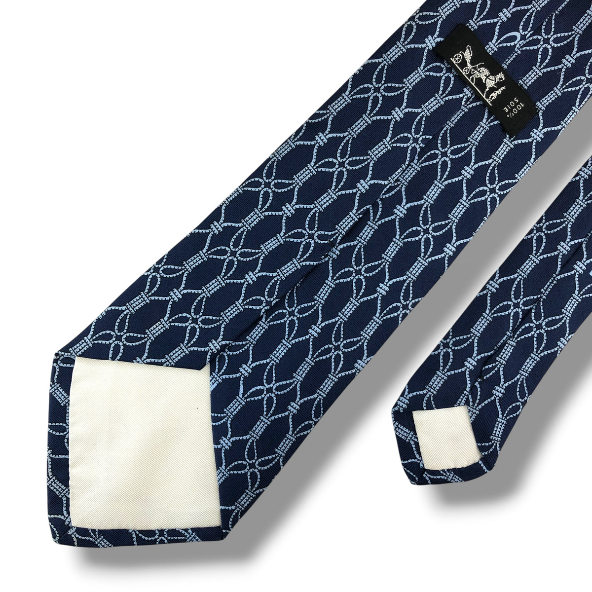 【8766】良品！エルメス　ネクタイ　ネイビー系