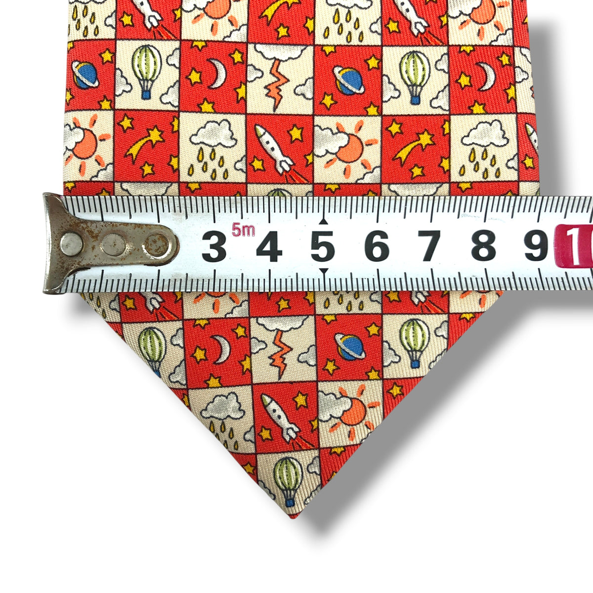 【8767】美品！エルメス　ネクタイ　オレンジ系