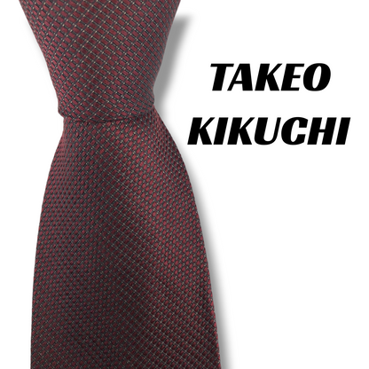 【8769】美品！タケオキクチ　ネクタイ　ボルドー系