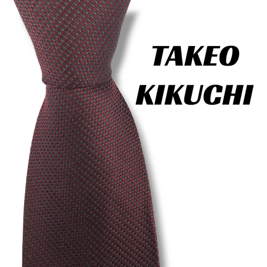 【8769】美品！タケオキクチ　ネクタイ　ボルドー系
