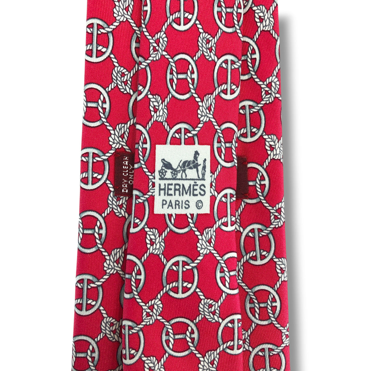 【8771】美品！エルメス　ネクタイ　レッド系