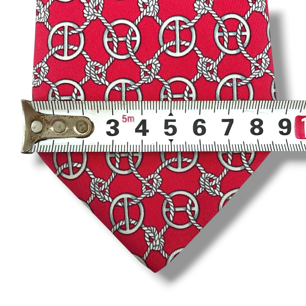 【8771】美品！エルメス　ネクタイ　レッド系