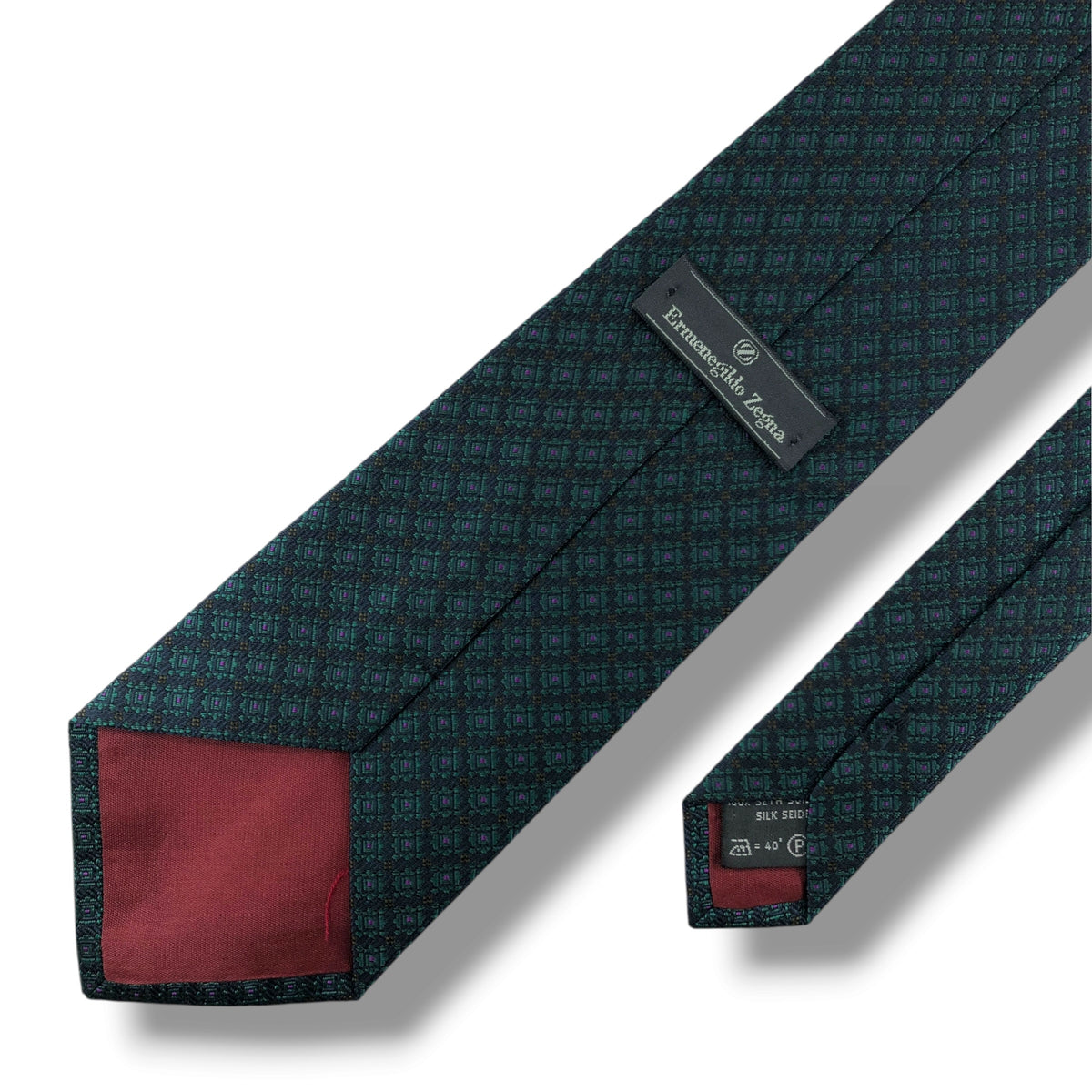 【8783】美品！エルメネジルドゼニア　ネクタイ　グリーン系×ネイビー系