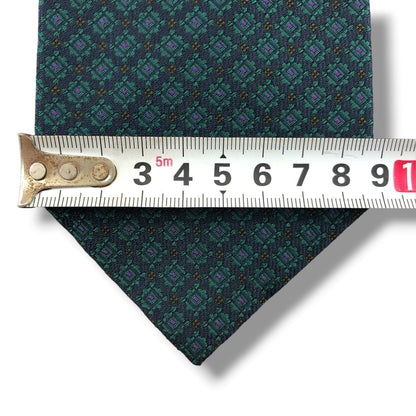 【8783】美品！エルメネジルドゼニア　ネクタイ　グリーン系×ネイビー系