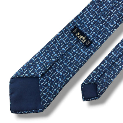 【8784】可品！エルメス　ネクタイ　ブルー系×水色系