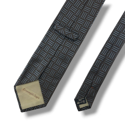 【8805】美品！エルメネジルドゼニア　ネクタイ　ブラウン系×ブラック系