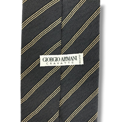 【8807】美品！アルマーニ　ネクタイ　グレー系　ストライプ