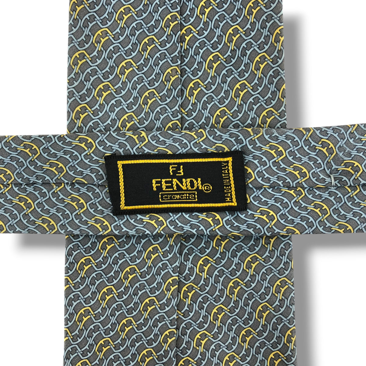【8825】良品！フェンディ　ネクタイ　グレー系　FF柄