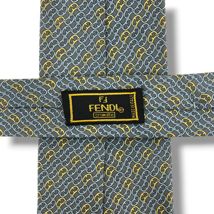 【8825】良品！フェンディ　ネクタイ　グレー系　FF柄