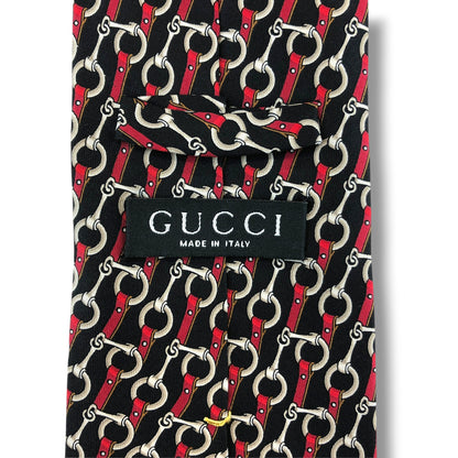 【8830】良品！グッチ　ネクタイ　レッド系×ブラック系