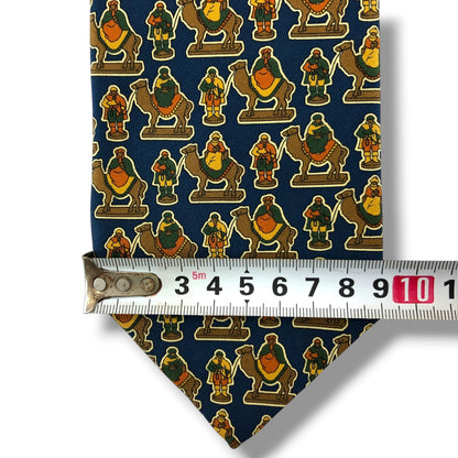 【8850】良品！ロエベ　ネクタイ　ネイビー系　ラクダ柄