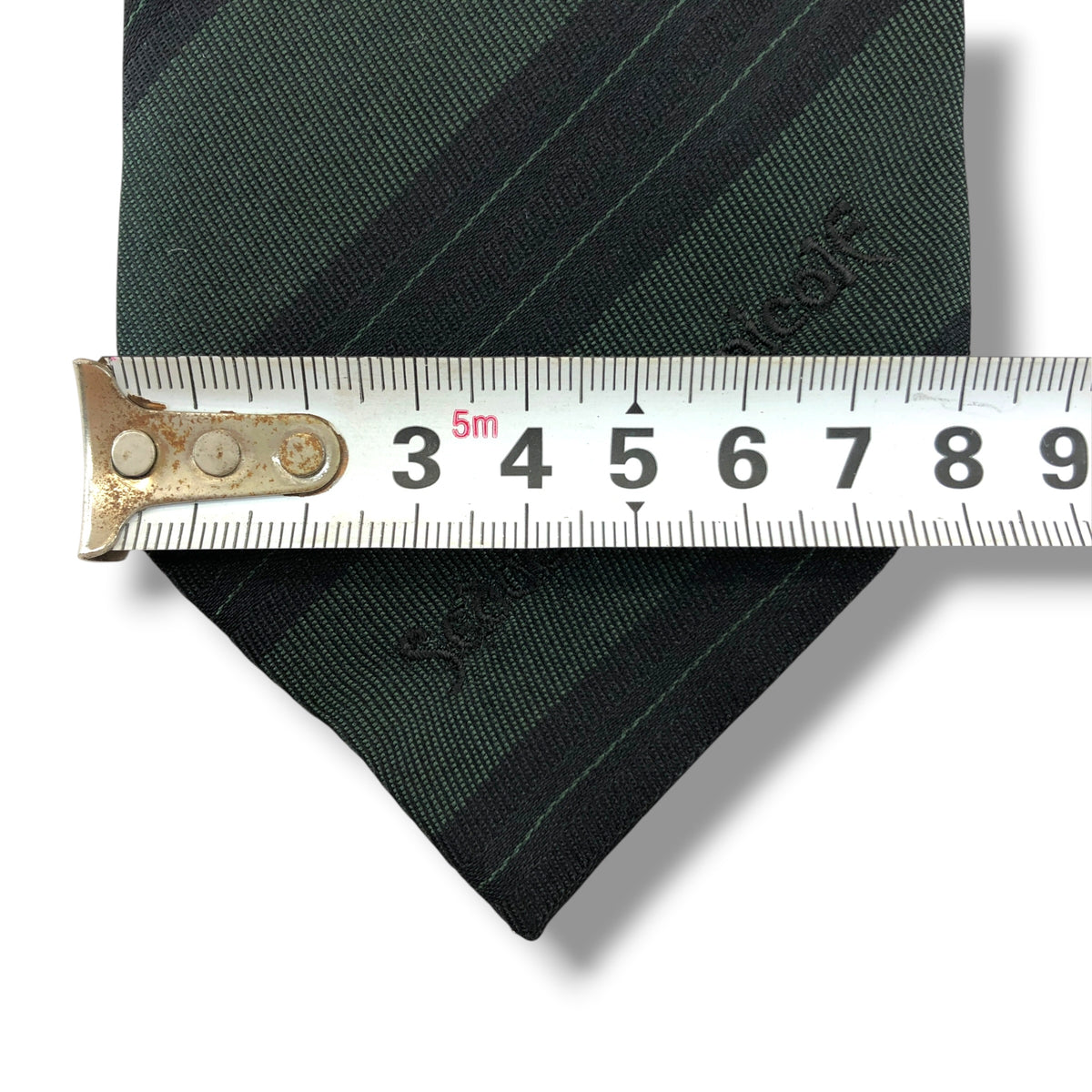 【8860】美品！ニコル　ネクタイ　ダークグリーン系　ストライプ柄
