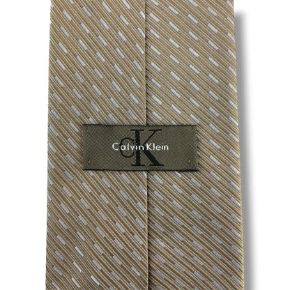 【8862】良品！カルバンクライン　ネクタイ　ゴールド系×シルバー系