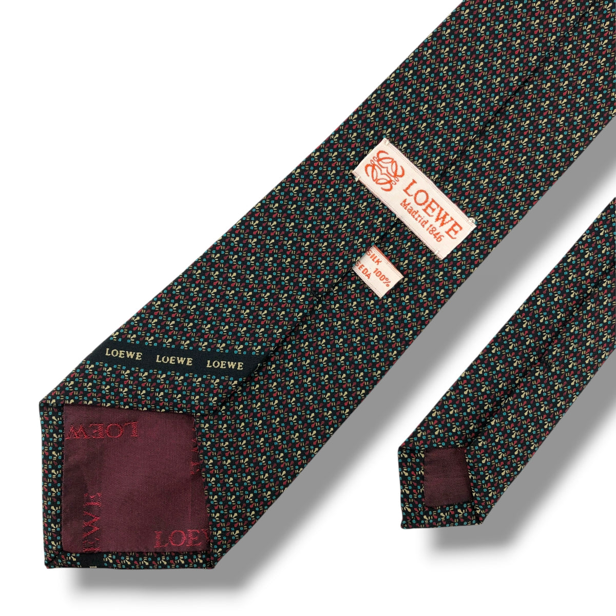 【8870】美品！ロエベ　ネクタイ　ブラック系×ボルドー系