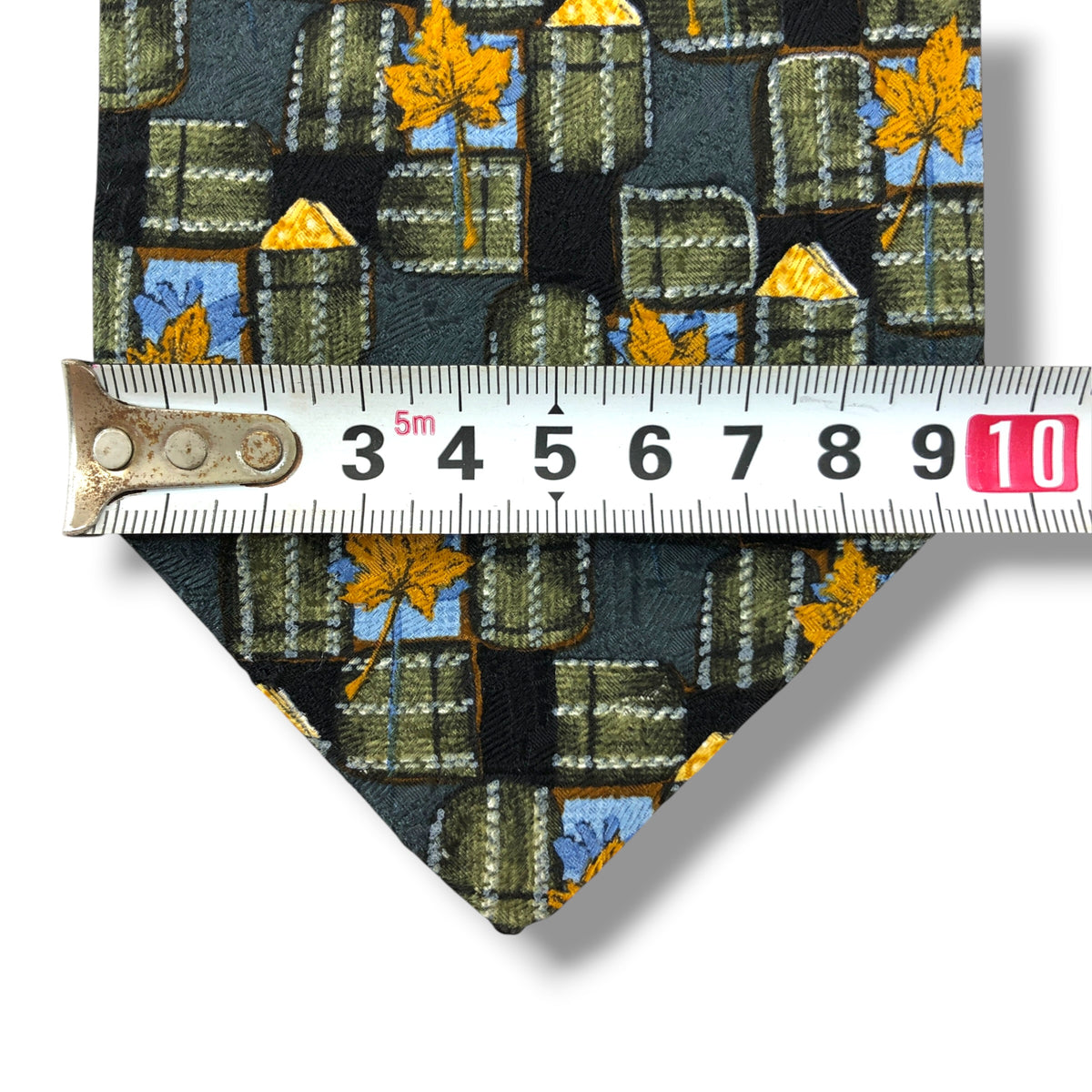 【8887】美品！エルメネジルドゼニア　ネクタイ　ネイビー×グリーン系　葉柄