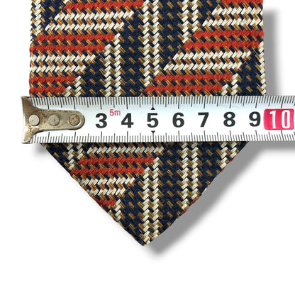 【8888】良品！エルメネジルドゼニア　ネクタイ　ネイビー系×オレンジ系