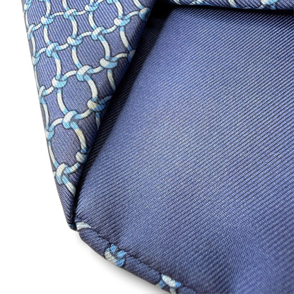 【8784】可品！エルメス　ネクタイ　ブルー系×水色系