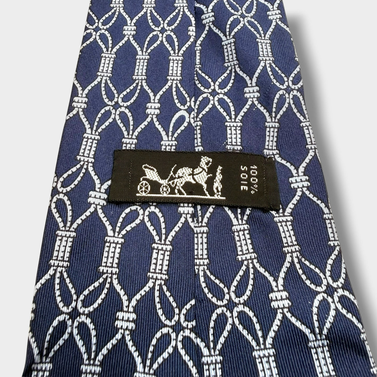 【8766】良品！エルメス　ネクタイ　ネイビー系