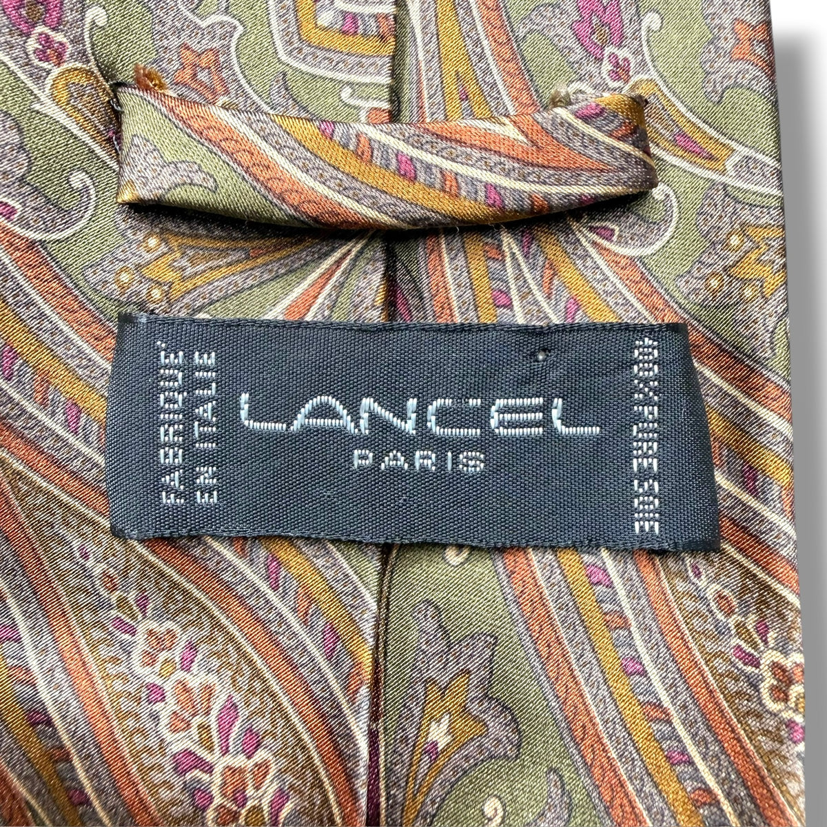 【8659】良品！ランセル　ネクタイ　カーキ色系