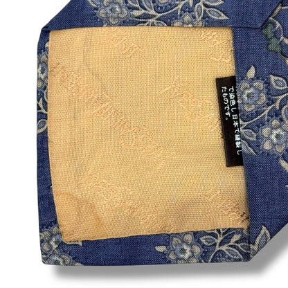 【7902】良品！サンローラン　ネクタイ　ライトブルー系　花柄