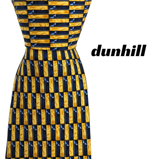 [6099] Beautiful item! Dunhill tie, yellow, flag pattern 