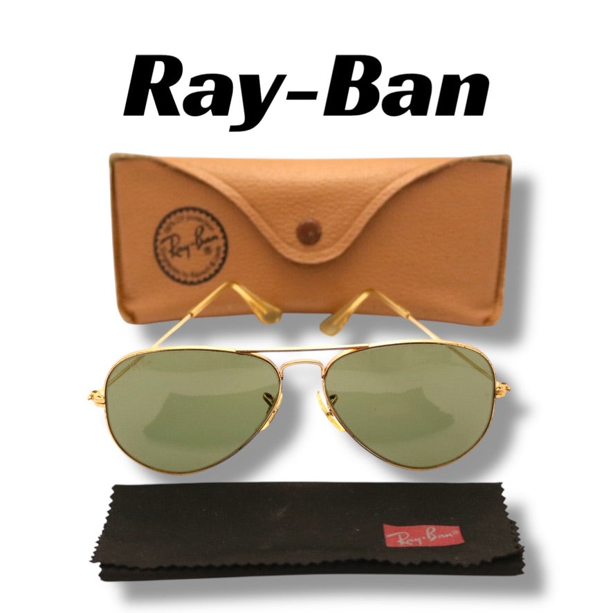 【202】可品！ヴィンテージ　レイバン　サングラス　ゴールド系