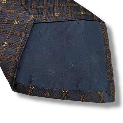 【7111】良品！シャネル　ネクタイ　ネイビー系